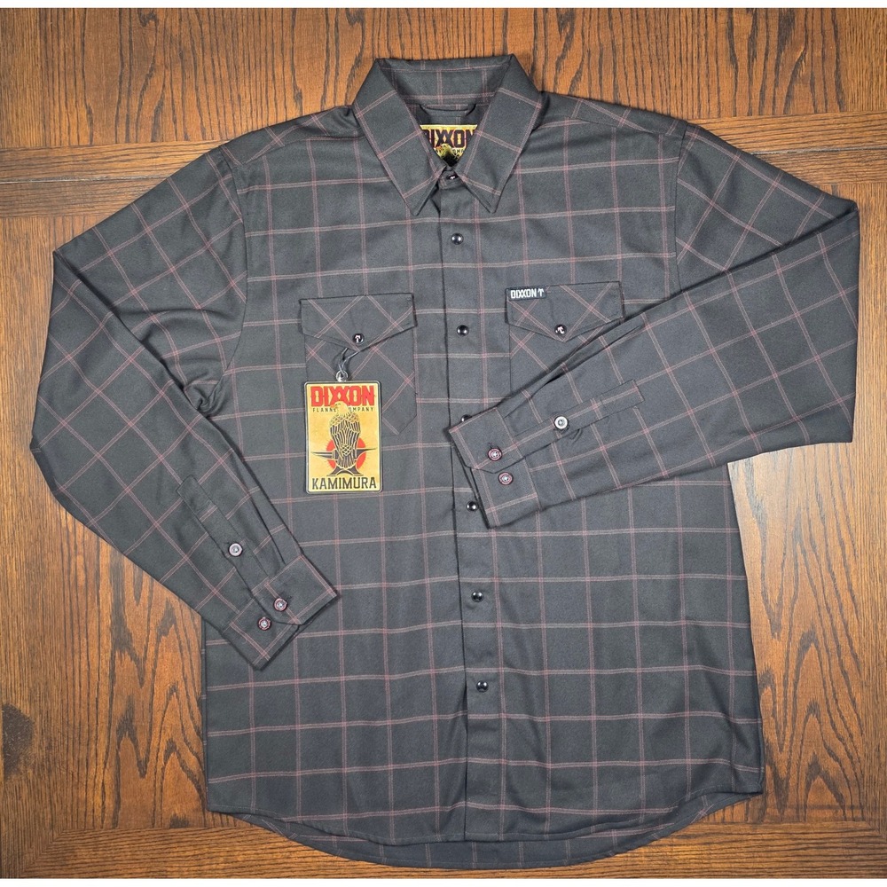 Dixxon Flannel Co x Neil Kamimura 2.0 Mens Large black Red Plaid Snap Front